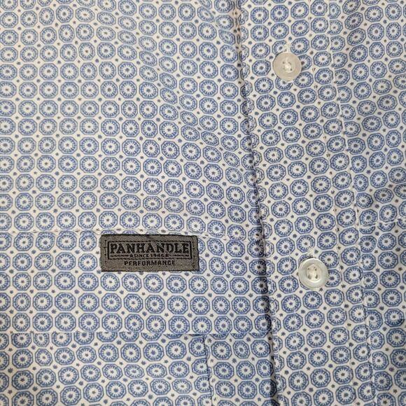 Panhandle Men's Size L Vented Button-Up Fishing Performance Shirt Blue White - Picture 4 of 16